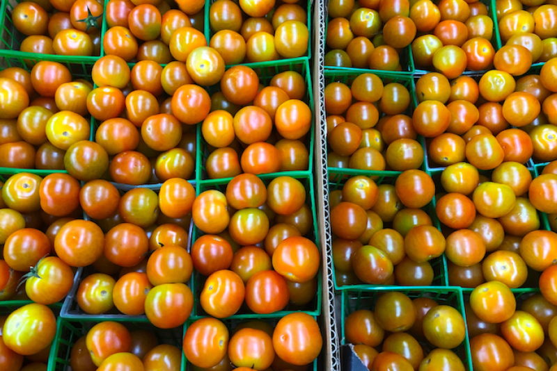Peter Condakes Co. packs and ships tomatoes in the New England Produce Center in Chelsea, Mass.
