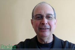  The Packer's Tom Karst visits April 2 with Jim Provost.