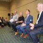 Speaking at a food safety session at PMA, Bonnie Fernandez-Fenaroli, Executive Director at the Center for Produce Safety (left), Bob Whitaker, chief science officer of the Produce Marketing Association, Trevor Suslow, vice president of food safety for PMA, Dave Corsi,  vice president of produce and floral for Wegmans Food Markets, is the incoming chairman for the Center for Produce Safety, Doug Grant, executive vice president and chief operations officer and a member of the Center for Produce Safety Board of Directors.
