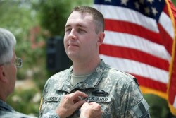 Receiving the Purple Heart military honor. 