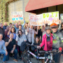 Employees of Paramount Export support  Ed and Robyn Purves, who are 
riding tandem in their fifth Tour de Fresh to raise money for salad bars and celebrate the company's 80th anniversary.