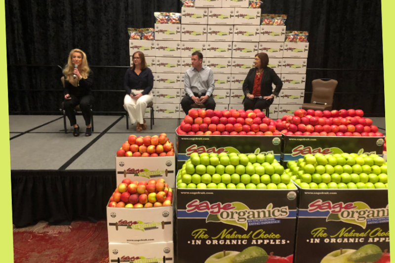 Wendy of Produce for Better Health Foundation talks with panelists at Global Organic Produce Expo