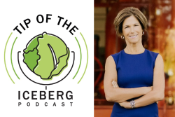 logo of lettuce and woman in blue dress