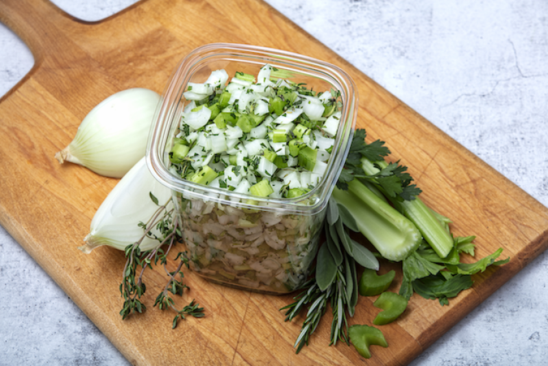 Chef Veggie Starters come in three varieties, such as celery-onion-herb.