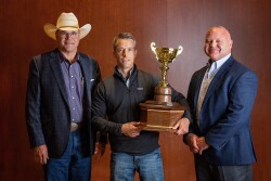  Pictured (l to r) are: Kevin Schultz, 2023 BIF vice president; Phil Braig, Douglas Lake Cattle Company manager; and Nevil Speer, Drovers columnist.