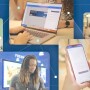 people on phones and laptops