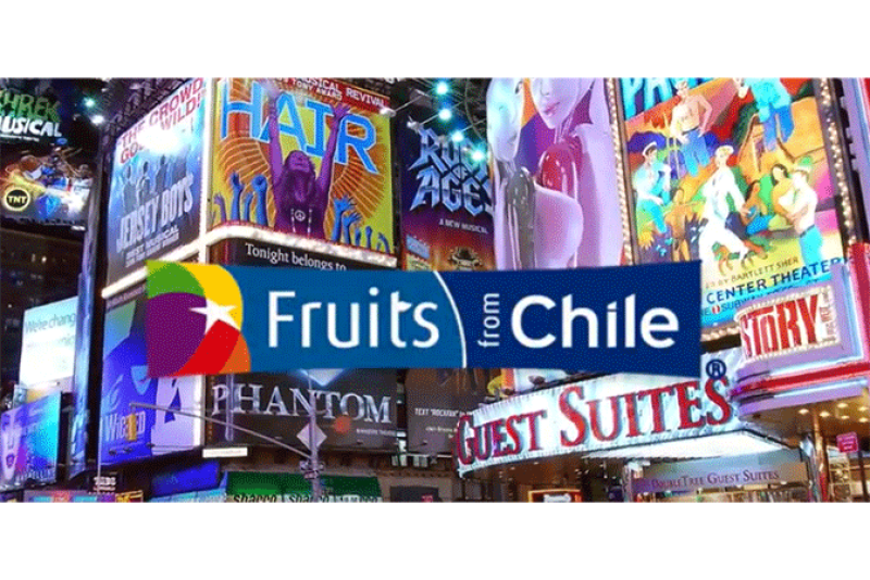 ASOEX and ProChile are sponsoring a Times Square billboard to promote Chilean fruit. 