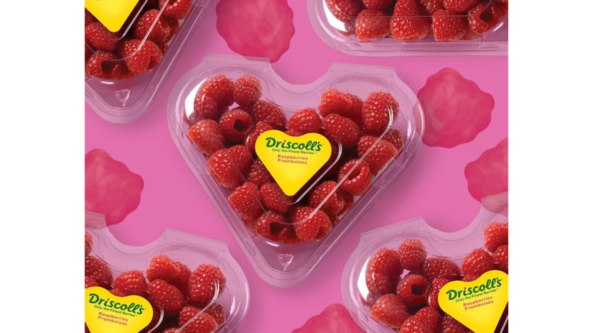 Driscoll's Heart Shaped Clamshell Raspberries
