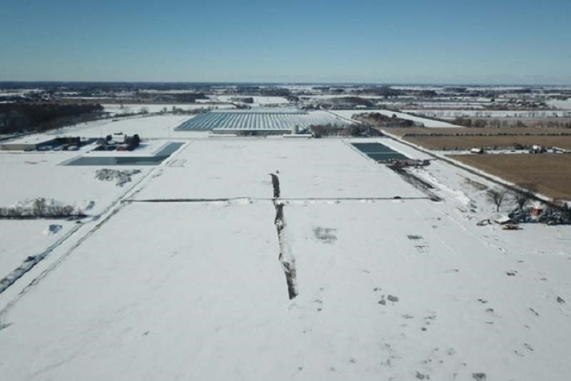 Construction will begin immediately on a 27-acre greenhouse at this site in Kingsville, Ontario. It's the first of a three-phase project to build almost 64 acres.