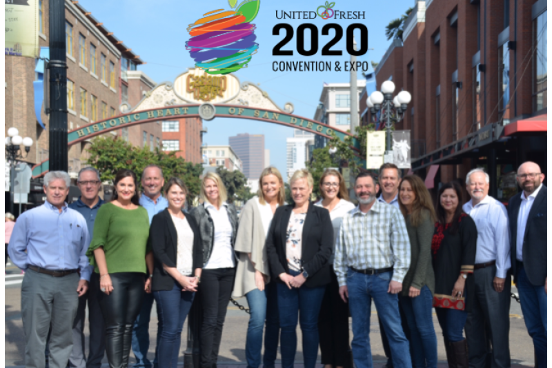 United Fresh 2020 Convention Committee at the San Diego Convention Center today.
(From left to right) Ben Zamore; Paul Kneeland; Lisa Overman; Greg Corrigan; Caroline Fillion; Karen Caruso; Nelia Alamo; Lisa McNeece; Abby Prior; Sparky Locke; Todd Eagan; Jackie Caplan Wiggins; Amalia Zimmerman-Lommel; Tom Stenzel; Michael Castagnetto
