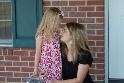 Jennifer Shike and daughter Olivia on first day of kindergarten