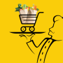 waiter with grocery cart on tray