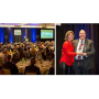 Cindy Jewell, United Fresh chairwoman and vice president of marketing for California Giant Berry Farms, presents Ron Carkoski with the 2019 Lifetime Achievement Award at the United Fresh Produce Association’s FreshStart in January.