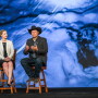 Nicole Erceg, assistant director of communications for CAB, with South Dakota cattlemen Troy Hadrick.