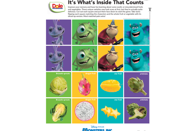 Dole Food Co. has a promotion with Monsters Inc. characters.