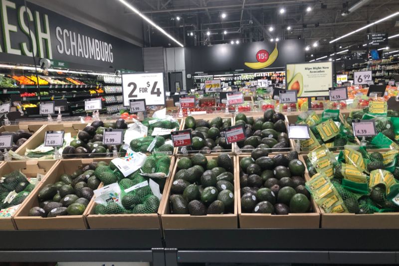 avocado display in supermarket