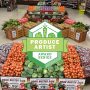 produce display with contest logo
