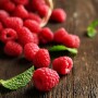 Raspberries on a table