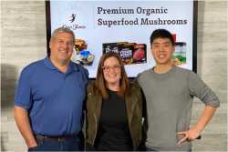 Jeff Adair (from left), CEO of Leep Foods; Maureen Ballatori, founder and CEO of 29 Design Studio; and George Zhen, co-founder of Leep Foods.
