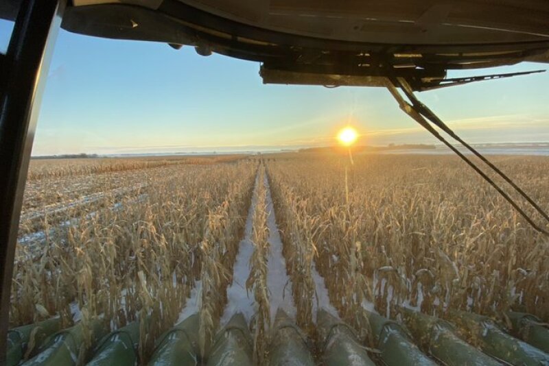 Harvest came to a halt in some areas seeing snow, while other farmers continued to roll on with corn. The sudden shift to winter weather may be short-lived. 