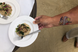 At the closing reception of the July 21-22 PMA Foodservice Conference & Expo in Monterey, Calif., attendees enjoyed garlic mushroom risotto with microgreens, a dish created by Chef Shaun O’Neale — owner and executive chef of Larrea, Las Vegas.