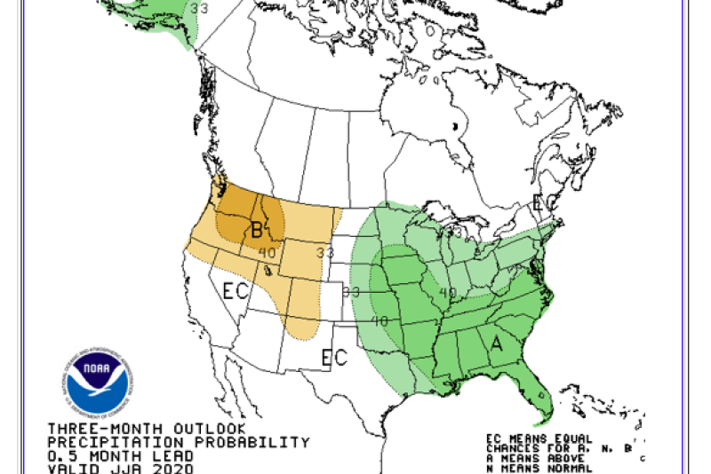 While the moisture story differs across the country, outlooks are mixed. USDA meteorologist Brad Rippey thinks a wetter weather pattern could play out while Drew Lerner of World Weather sees dryness creeping in. 
