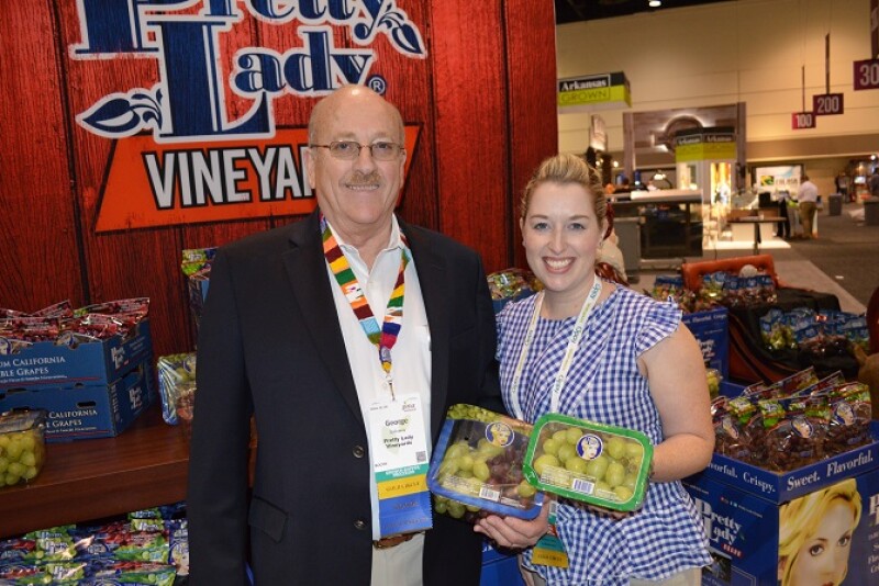 George Galloway and Johnna Johnson with Pretty Lady Vineyards say Pretty Lady grapes are available in new top-seal packaging options.
