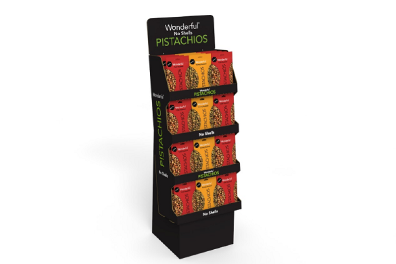 The Wonderful Company offers retailers a new 48-count point-of-sale display for 11-ounce bags of  No Shells Chili Roasted and one-third Honey Roasted.