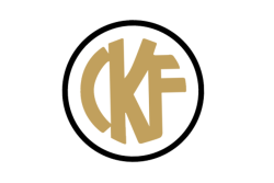 CKF in gold letters inside a white circle with a black border