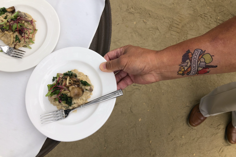 At the closing reception of the July 21-22 PMA Foodservice Conference & Expo in Monterey, Calif., attendees enjoyed garlic mushroom risotto with microgreens, a dish created by Chef Shaun O’Neale — owner and executive chef of Larrea, Las Vegas.