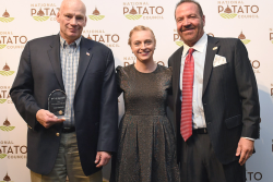 2024 Potato Person of the Year — from left, Jim Ehrlich (winner), Christina Herrick and RJ Andrus