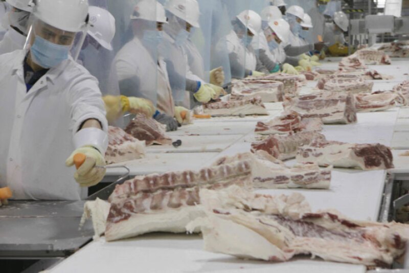 Pork plant workers