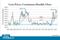 Corn Prices: Continuous Monthly Chart