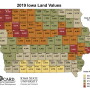 For 2019, Iowa’s average farmland is valued at $7,432 per acre. That’s an increase of $168, or 2.3%, from 2018 farmland values, according to the 2019 Iowa State University Land Value Survey.
