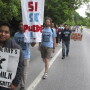 Scores of dairy farm workers and activists marching in Montpelier, Vt., on Saturday June, 17, 2017.