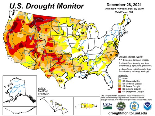 U.S. Drought Monitor 12/28/2021