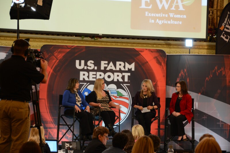 Tyne Morgan hosts a taping of the "U.S. Farm Report" Marketing Roundtable featuring Kim Burton, Top Third Ag Marketing; Julianne Johnston, Pro Farmer; and Angie Maguire, vice president, Grain  for Citizens LLC. 