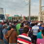 Truckers stage a blockade at Pharr, Texas border crossing. 