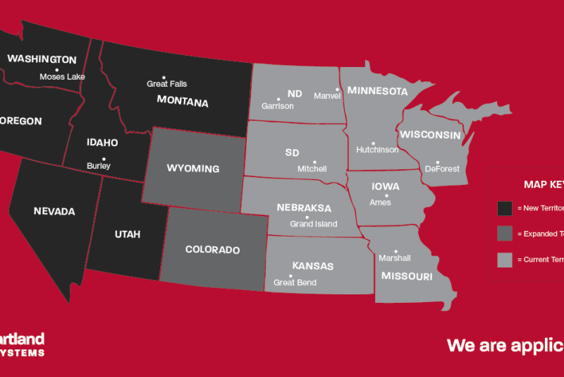 Heartland AG Systems’ territory now stretches from Michigan to the Pacific Northwest and from North Dakota to Missouri and features row, cereal and specialty crops.