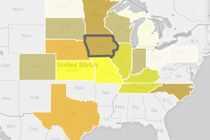 Iowa and Minnesota are leading the pack in corn-planting pace. 