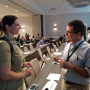 Kari Irvin, deputy director of the Food and Drug Administration’s Coordinated Outbreak Response and Evaluation Network, talks with Cornell University professor Martin Wiedmann after Irvin's presentation on the difficulties of tracing the source E.coli in leafy greens at the Center for Produce Safety's Research Symposium in Charlotte, N.C.