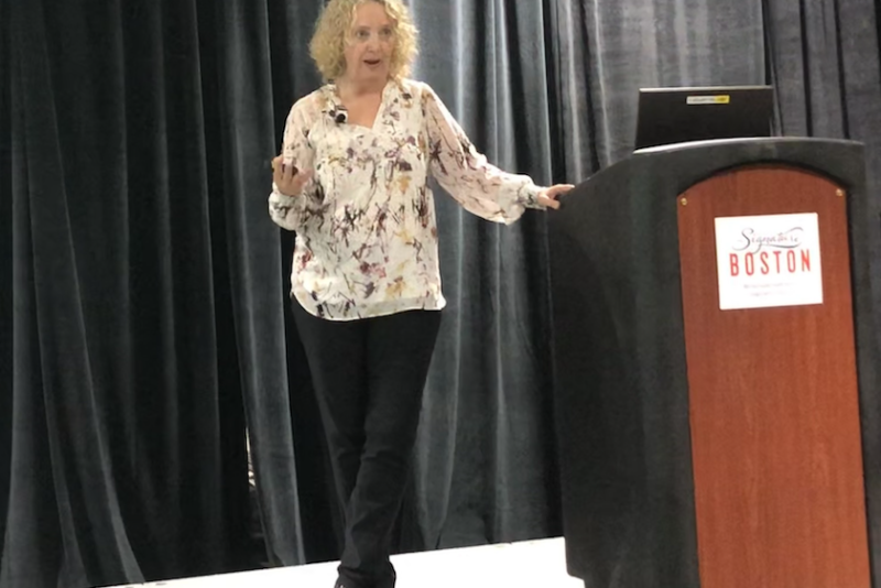 Suzy Badaracco, president of forecasting firm Culinary Tides, shares her detailed findings Sept. 29 in the second session of the two-day 2021 New England Produce Council Expo in Boston.