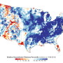 Soil moisture levels are running well above average across most of the continental United States.