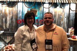 Angela Williams, sales director for onion marketer Owyhee Produce, Nyssa, Ore., and Blake Branen, director of marketing for the company, at the 2020 Global Organic Produce Expo