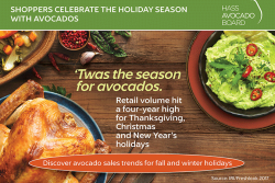 Halloween, Thanksgiving, Christmas and New Year's avocado sales were records in 2017.