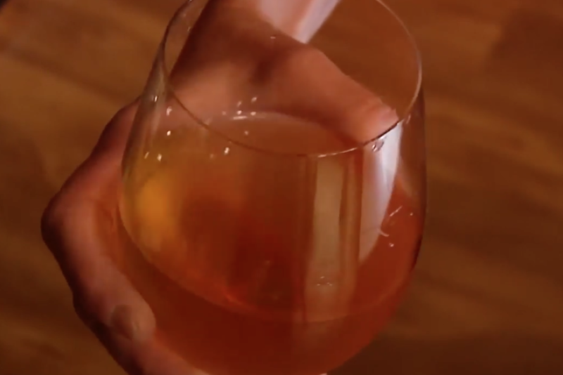 Amber-colored wine
