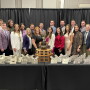 Members of the National Champion Meat Animal Evaluation Team from Kansas State University (pictured back row, l to r) are: Chris Mullinix, Manhattan, Kan., coach, Lane Howe, Fort Gibson, Oklahoma; Whitney Watts, Wesson, Mississippi; Sarah Kalman, Chico, California; Charles Bunker, Mebane, North Carolina; Luke Harker, Hope, Indiana; Trey Conley, Clarksdale, Missouri; Will Banks, Cynthiana, Kentucky; Trevor Johnson, Centerville, South Dakota; Riley Krehbiel, Kingman, Kansas; Brody Nemecek, Iola, Kansas and Travis O’Quinn, Manhattan, Kansas, coach. Front row (l to r) are: Macie Weigand, Monona, Iowa, assistant coach; Weston Schrader, Wells, Kansas; Delaney Shaw, Tulare, California; Katrina Tucker, Hopkins, Michigan; Chesney Effling, Highmore, South Dakota; Ellie Kidwell, Walhonding, Ohio; Jacey Massey, Alberta, Canada; Jade Parrish, Parrish, Florida; Rebecca Donaldson, Berryton, Kansas, Alex Scovill, Laingsburg, Michigan; and Erin Beyer, assistant, coach. 
