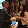 Mark Klompien, CEO of United Potato Growers of America, talks with Potatoes USA global marketing manager – school foodservice Rachael Lynch March 14 at the board’s annual meeting. 