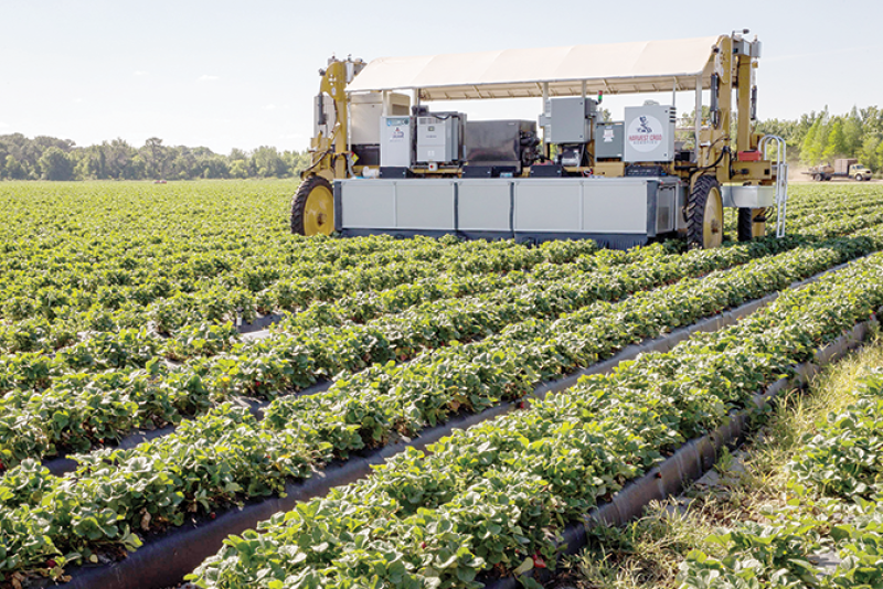 A Harvest CROO machine at work in a field.