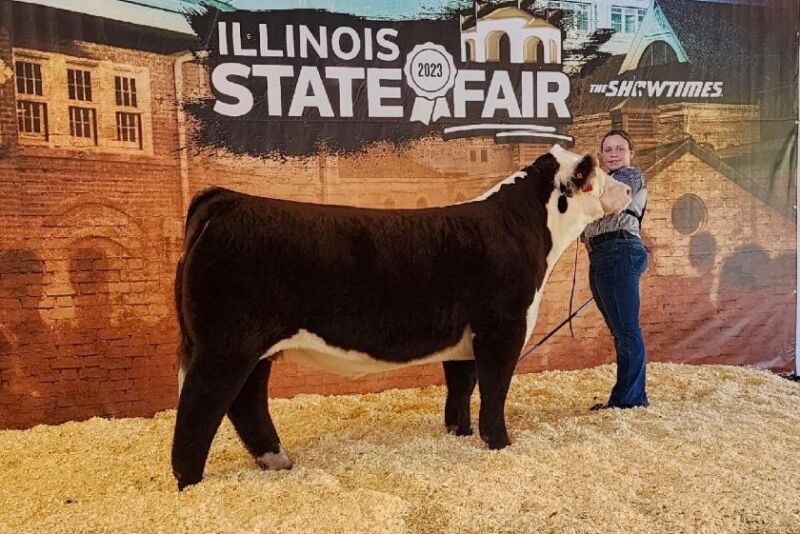 Maci Brooks and her Champion Hereford Steer